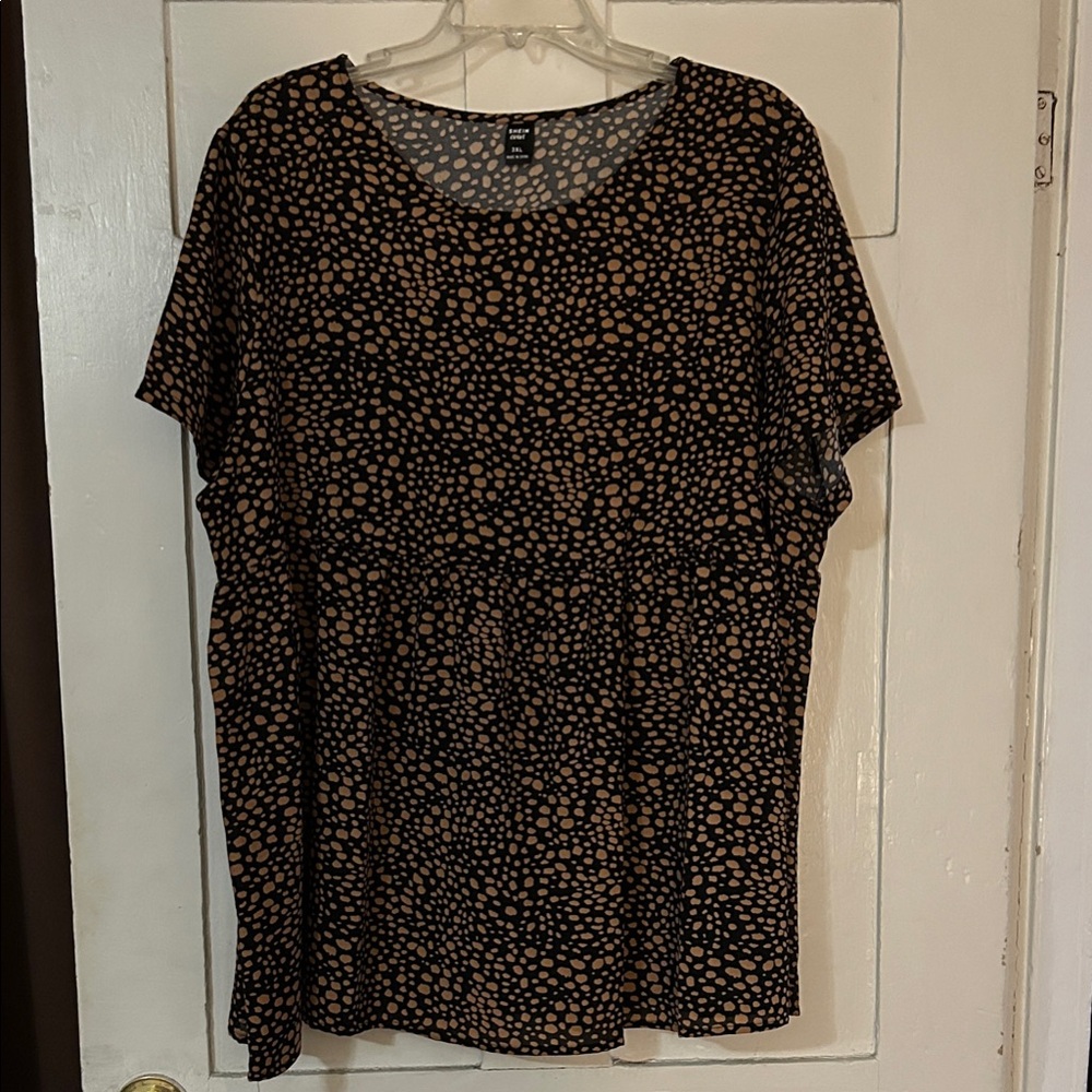 SHEIN Black and Brown Polka Dot Blouse